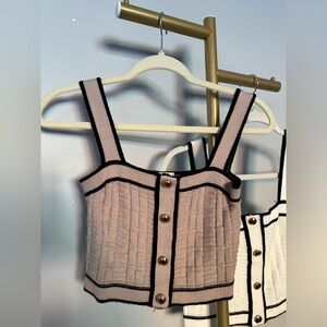 Shein Light Brown and Black Women's Knit Cropped Tank Top